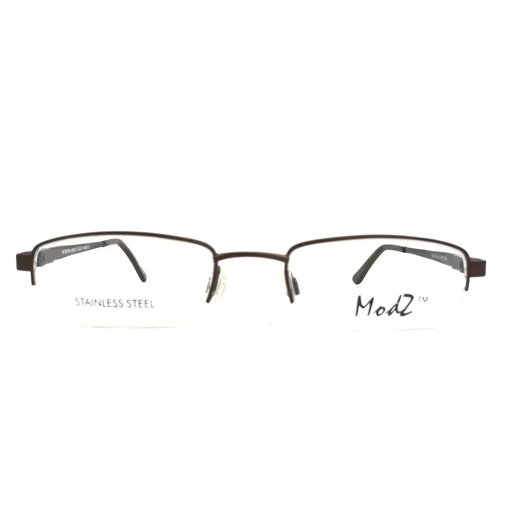 Modz Eyeglasses Frames SOUTH BEACH BROWN Rectangle Half Rim 50-18-140